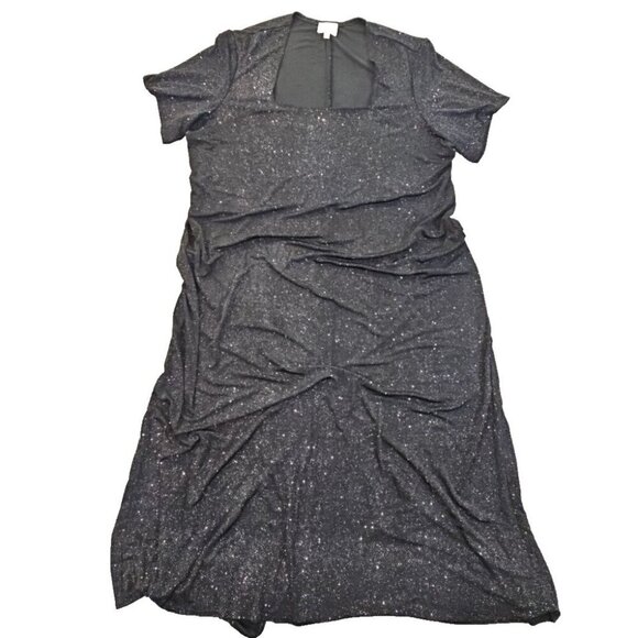 Delta Burke Collection Glitter Maxi Dress Women's Size 4X Black Cap Sleeve EUC - Picture 1 of 9